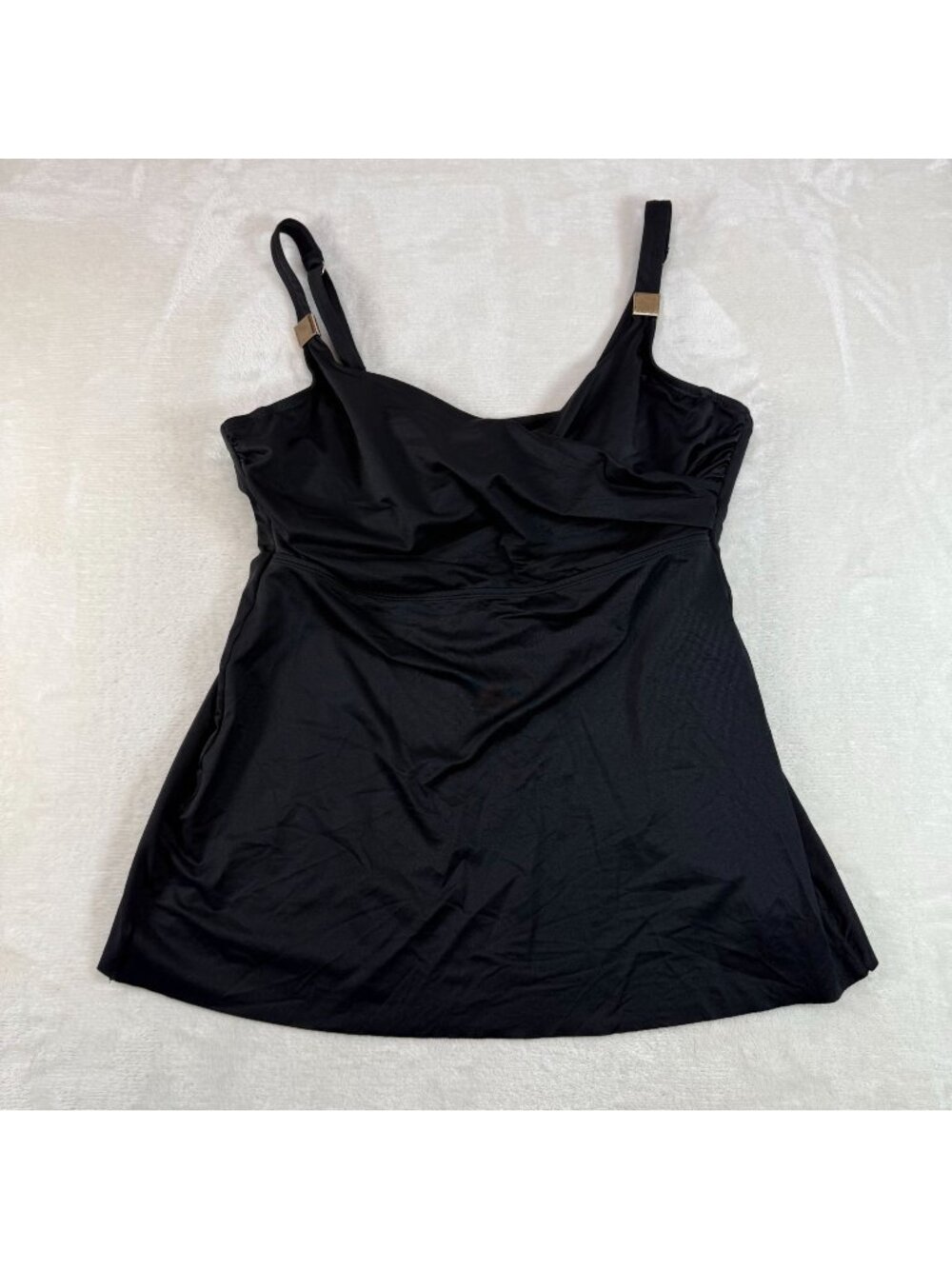 Miraclesuit Surplice Black Tankini Top Womens 36D Underwire Solid Slimming